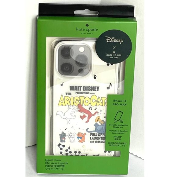 Kate Spade Disney iPhone 14 PRO MAX Aristocats Liquid Case Hard Shell - Picture 1 of 7